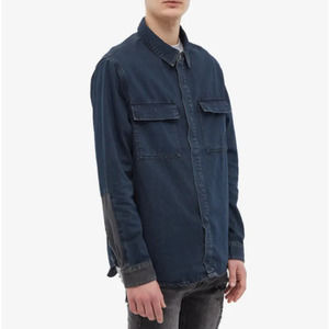 Ksubi SNAKEBITE 2 POCKET SHADOW RE-DYE BUTTON UP DENIM OVER SHIRT BLUE LARGE NWT